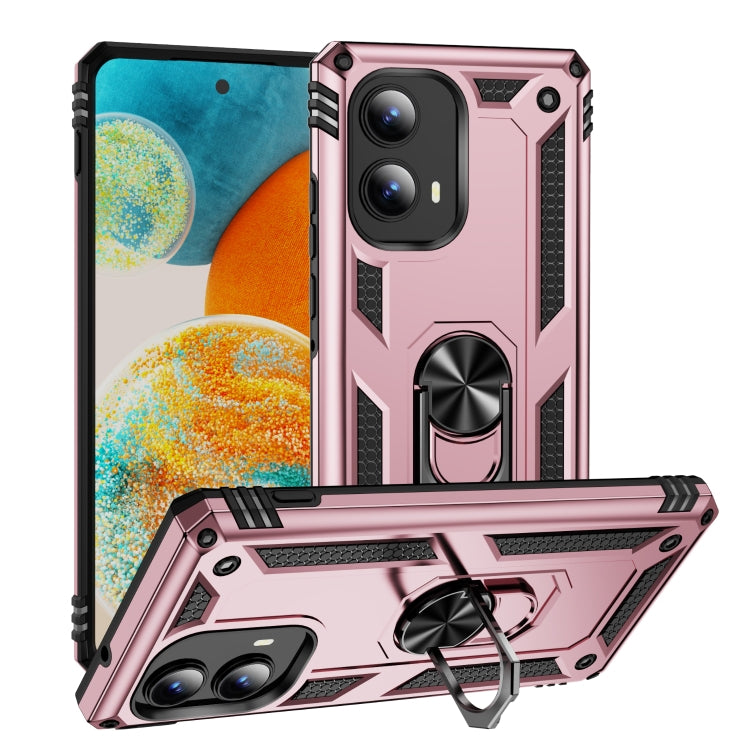 For Motorola Edge 2024 Shockproof TPU + PC Phone Case with Holder(Rose Gold) - Motorola Cases by PMC Jewellery | Online Shopping South Africa | PMC Jewellery | Buy Now Pay Later Mobicred