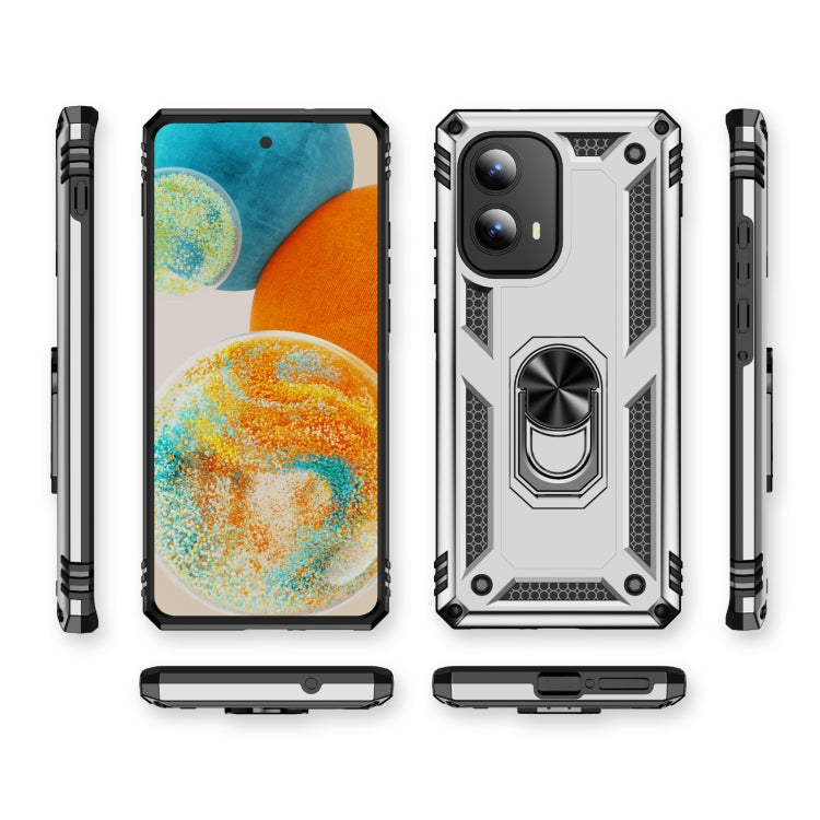 For Motorola Edge 2024 Shockproof TPU + PC Phone Case with Holder(Silver) - Motorola Cases by PMC Jewellery | Online Shopping South Africa | PMC Jewellery | Buy Now Pay Later Mobicred