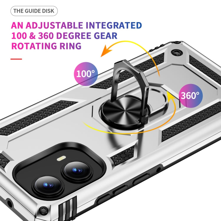 For Motorola Edge 2024 Shockproof TPU + PC Phone Case with Holder(Silver) - Motorola Cases by PMC Jewellery | Online Shopping South Africa | PMC Jewellery | Buy Now Pay Later Mobicred