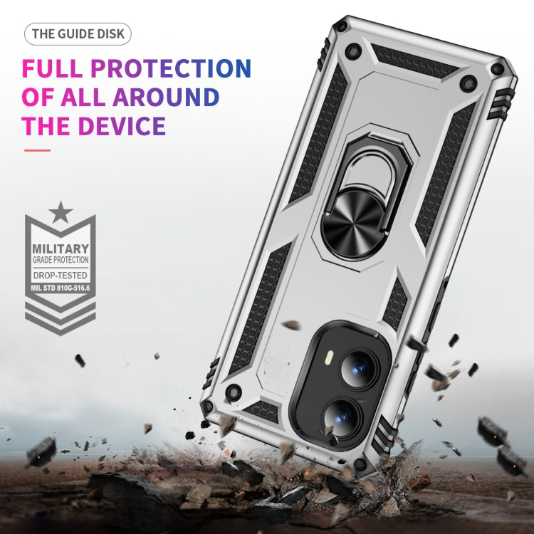 For Motorola Edge 2024 Shockproof TPU + PC Phone Case with Holder(Silver) - Motorola Cases by PMC Jewellery | Online Shopping South Africa | PMC Jewellery | Buy Now Pay Later Mobicred