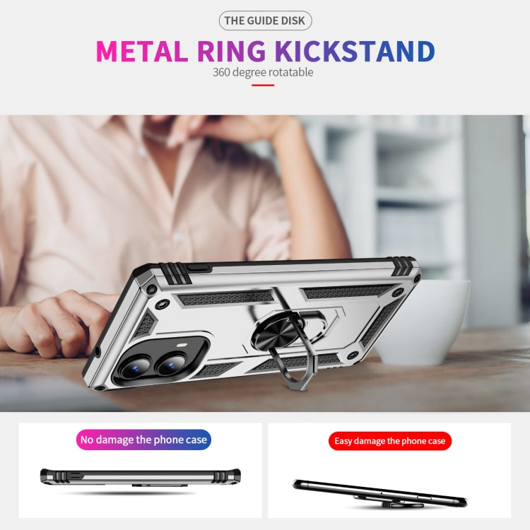 For Motorola Edge 2024 Shockproof TPU + PC Phone Case with Holder(Silver) - Motorola Cases by PMC Jewellery | Online Shopping South Africa | PMC Jewellery | Buy Now Pay Later Mobicred