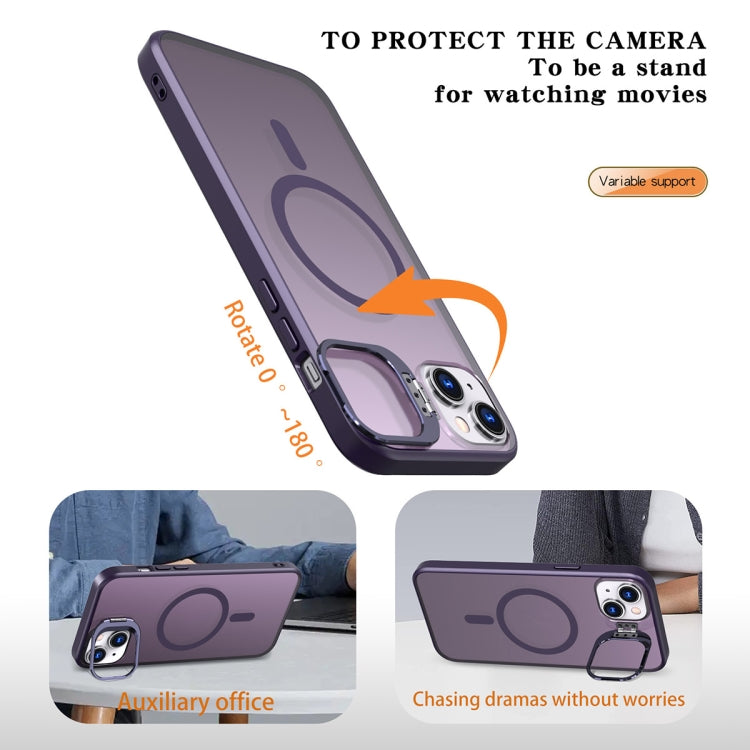 For iPhone 15 Plus Metal Invisible Camera Holder MagSafe Magnetic Phone Case(Purple) - iPhone 15 Plus Cases by PMC TechLife | Online Shopping South Africa | PMC TechLife