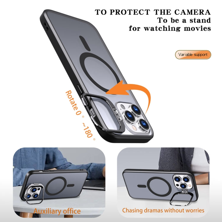 For iPhone 15 Pro Max Metal Invisible Camera Holder MagSafe Magnetic Phone Case(Black) - iPhone 15 Pro Max Cases by PMC TechLife | Online Shopping South Africa | PMC TechLife