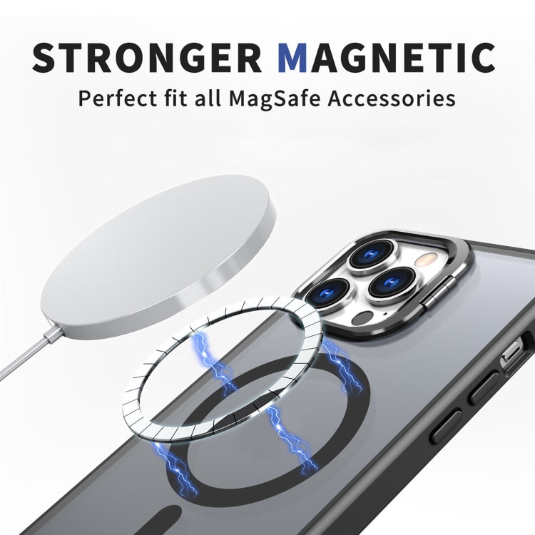 For iPhone 14 Pro Metal Invisible Camera Holder MagSafe Magnetic Phone Case(Black) - iPhone 14 Pro Cases by PMC TechLife | Online Shopping South Africa | PMC TechLife | Buy Now Pay Later Mobicred