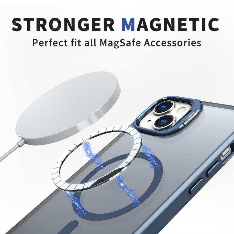 For iPhone 14 Plus Metal Invisible Camera Holder MagSafe Magnetic Phone Case(Blue) - free shipping - PMC TechLife - Order now!