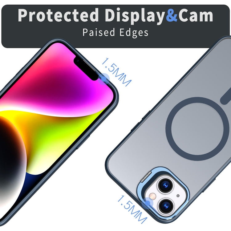 For iPhone 14 Plus Metal Invisible Camera Holder MagSafe Magnetic Phone Case(Blue) - free shipping - PMC TechLife - Order now!