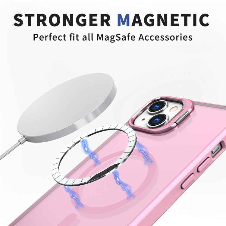 For iPhone 14 Metal Invisible Camera Holder MagSafe Magnetic Phone Case(Pink) - iPhone 14 Cases by PMC TechLife | Online Shopping South Africa | PMC TechLife