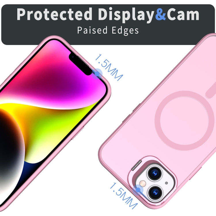 For iPhone 14 Metal Invisible Camera Holder MagSafe Magnetic Phone Case(Pink) - iPhone 14 Cases by PMC TechLife | Online Shopping South Africa | PMC TechLife