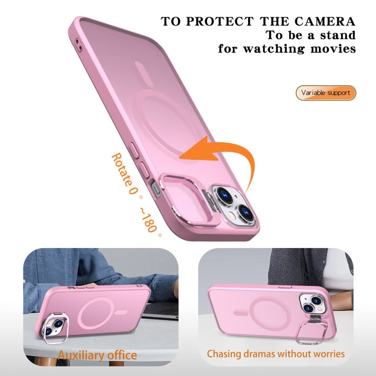 For iPhone 14 Metal Invisible Camera Holder MagSafe Magnetic Phone Case(Pink) - iPhone 14 Cases by PMC TechLife | Online Shopping South Africa | PMC TechLife
