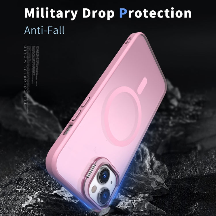 For iPhone 14 Metal Invisible Camera Holder MagSafe Magnetic Phone Case(Pink) - iPhone 14 Cases by PMC TechLife | Online Shopping South Africa | PMC TechLife
