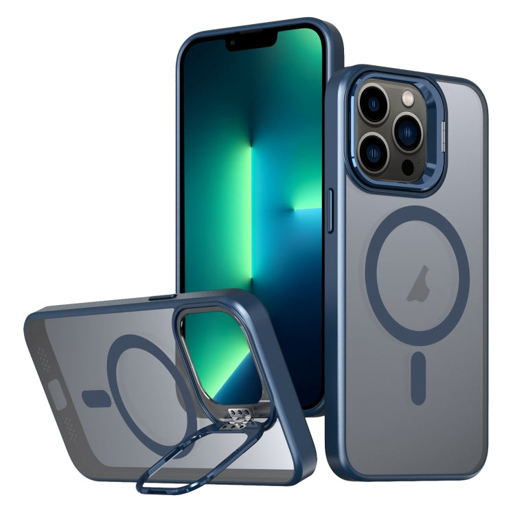 For iPhone 13 Pro Max Metal Invisible Camera Holder MagSafe Magnetic Phone Case(Blue) - iPhone 13 Pro Max Cases by PMC TechLife | Online Shopping South Africa | PMC TechLife