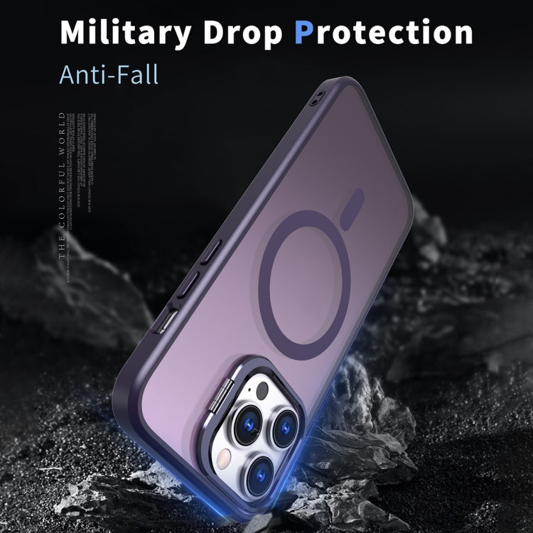 For iPhone 13 Pro Max Metal Invisible Camera Holder MagSafe Magnetic Phone Case(Purple) - iPhone 13 Pro Max Cases by PMC TechLife | Online Shopping South Africa | PMC TechLife