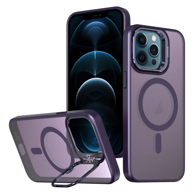 For iPhone 12 Pro Max Metal Invisible Camera Holder MagSafe Magnetic Phone Case(Purple) - iPhone 12 Pro Max Cases by PMC TechLife | Online Shopping South Africa | PMC TechLife