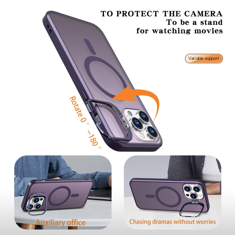 For iPhone 12 Pro Max Metal Invisible Camera Holder MagSafe Magnetic Phone Case(Purple) - iPhone 12 Pro Max Cases by PMC TechLife | Online Shopping South Africa | PMC TechLife