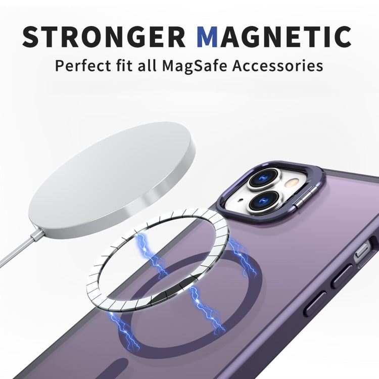 For iPhone 12 Metal Invisible Camera Holder MagSafe Magnetic Phone Case(Purple) - iPhone 12 / 12 Pro Cases by PMC TechLife | Online Shopping South Africa | PMC TechLife