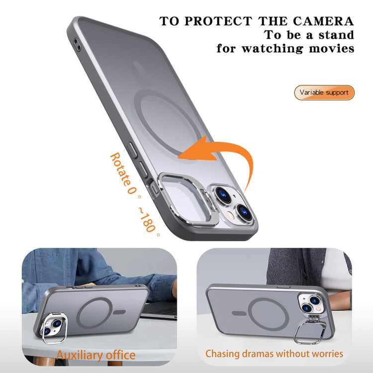 For iPhone 11 Metal Invisible Camera Holder MagSafe Magnetic Phone Case(Grey) - iPhone 11 Cases by PMC TechLife | Online Shopping South Africa | PMC TechLife