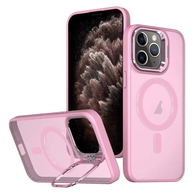 For iPhone 11 Pro Max Metal Invisible Camera Holder MagSafe Magnetic Phone Case(Pink) - iPhone 11 Pro Max Cases by PMC TechLife | Online Shopping South Africa | PMC TechLife