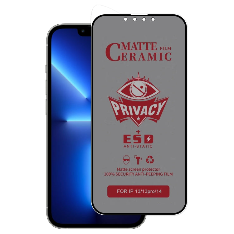 For iPhone 16e / 14 / 13 Pro / 13 Full Coverage Frosted Privacy Ceramic Film - iPhone 14 Tempered Glass by PMC TechLife | Online Shopping South Africa | PMC TechLife | Buy Now Pay Later Mobicred