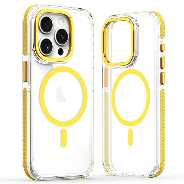 For iPhone 14 Pro Dual-Color Clear Acrylic Hybrid TPU MagSafe Phone Case(Yellow) - iPhone 14 Pro Cases by PMC TechLife | Online Shopping South Africa | PMC TechLife