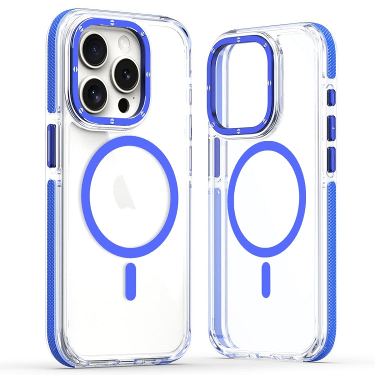 For iPhone 13 Pro Dual-Color Clear Acrylic Hybrid TPU MagSafe Phone Case(Blue) - free shipping - PMC TechLife - Order now!