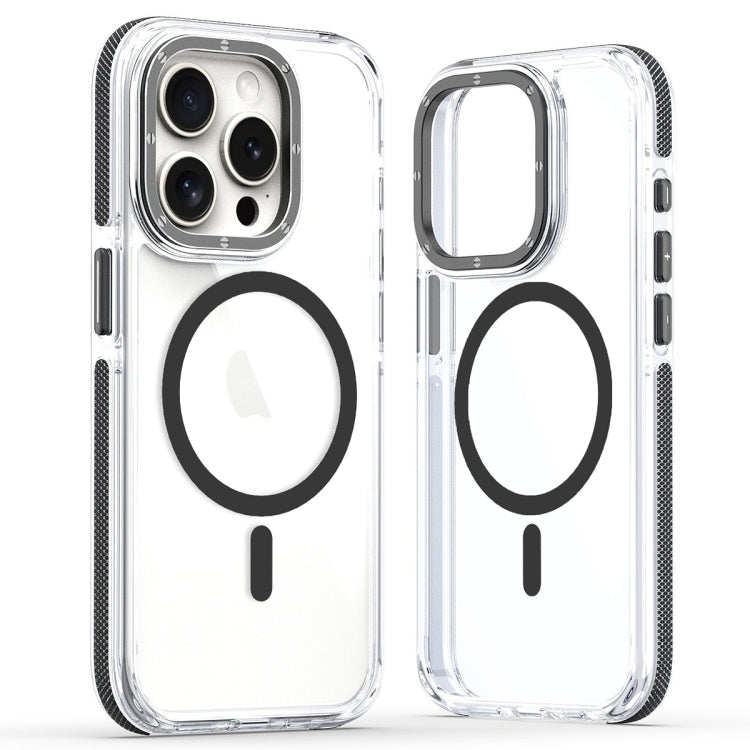 For iPhone 12 Pro Dual-Color Clear Acrylic Hybrid TPU MagSafe Phone Case(Black) - iPhone 12 / 12 Pro Cases by PMC TechLife | Online Shopping South Africa | PMC TechLife