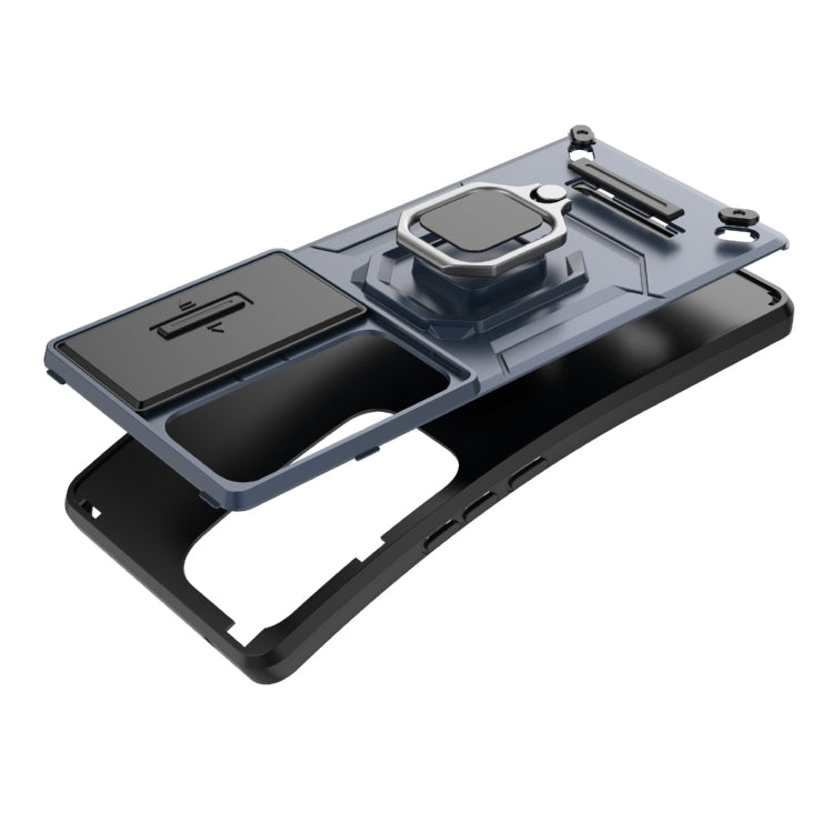 For vivo S18 5G Sliding Camshield TPU + PC Shockproof Phone Case with Holder(Grey) - S18 Cases by PMC TechLife | Online Shopping South Africa | PMC TechLife | Buy Now Pay Later Mobicred