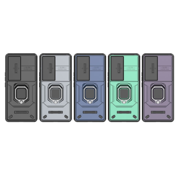 For vivo S18 5G Sliding Camshield TPU + PC Shockproof Phone Case with Holder(Grey) - S18 Cases by PMC TechLife | Online Shopping South Africa | PMC TechLife | Buy Now Pay Later Mobicred