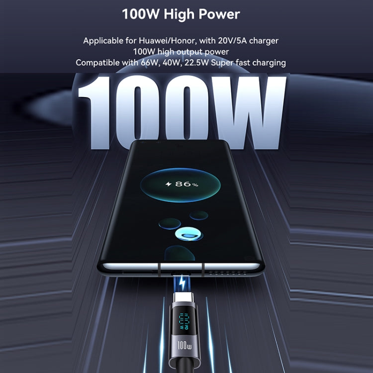 USAMS US-SJ671 Type-C To Type-C 100W Fast Charge Digital Display Data Cable, Length: 1.2m(Black) - USB-C & Type-C Cable by USAMS | Online Shopping South Africa | PMC TechLife | Buy Now Pay Later Mobicred