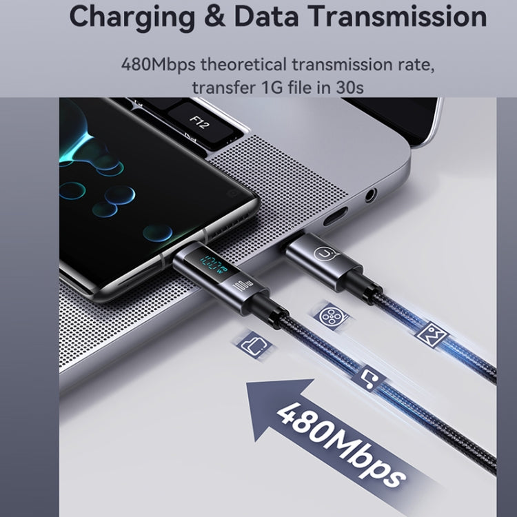 USAMS US-SJ671 Type-C To Type-C 100W Fast Charge Digital Display Data Cable, Length: 1.2m(Black) - USB-C & Type-C Cable by USAMS | Online Shopping South Africa | PMC TechLife | Buy Now Pay Later Mobicred