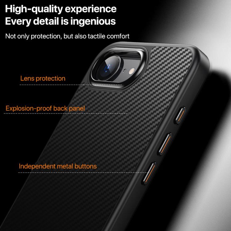 For iPhone 16e Kevlar Fiber Shockproof MagSafe Phone Case(Black) - free shipping - PMC TechLife - Order now!