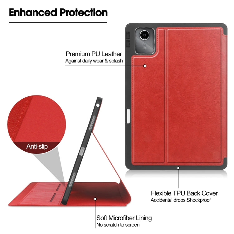 For Lenovo Tab M11/ Xiaoxin Pad 11 2024 Ultimate Pure Color Leather Smart Tablet Case(Red) - Lenovo by PMC Jewellery | Online Shopping South Africa | PMC Jewellery | Buy Now Pay Later Mobicred