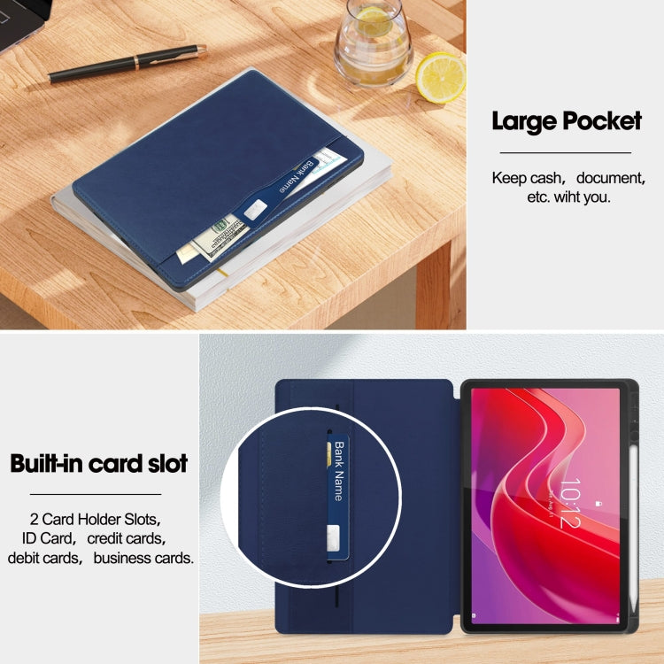 For Lenovo Tab M11/ Xiaoxin Pad 11 2024 Ultimate Pure Color Leather Smart Tablet Case(Dark Blue) - Lenovo by PMC TechLife | Online Shopping South Africa | PMC TechLife | Buy Now Pay Later Mobicred