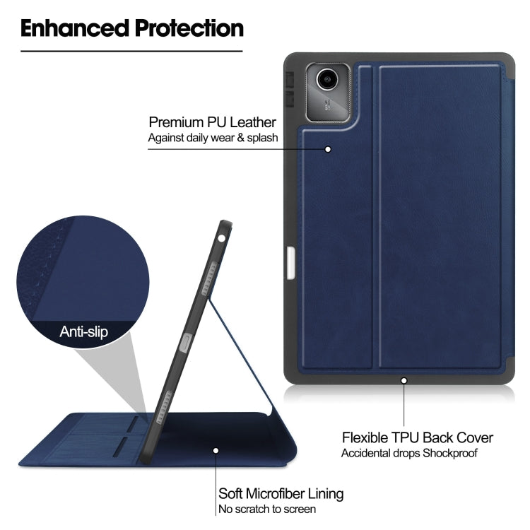 For Lenovo Tab M11/ Xiaoxin Pad 11 2024 Ultimate Pure Color Leather Smart Tablet Case(Dark Blue) - Lenovo by PMC TechLife | Online Shopping South Africa | PMC TechLife | Buy Now Pay Later Mobicred