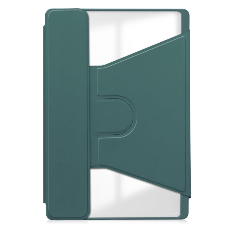 For Lenovo Tab M11/Xiaoxin Pad 11 2024 360 Rotation Transparent Smart Leather Case(Dark Green) - free shipping - PMC Jewellery - Order now!