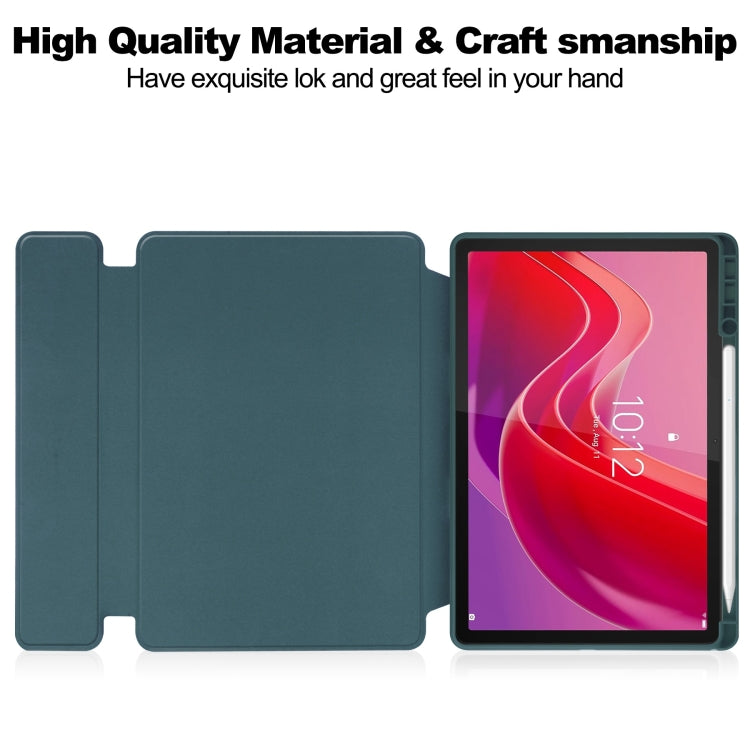 For Lenovo Tab M11/Xiaoxin Pad 11 2024 360 Rotation Transparent Smart Leather Case(Dark Green) - free shipping - PMC Jewellery - Order now!