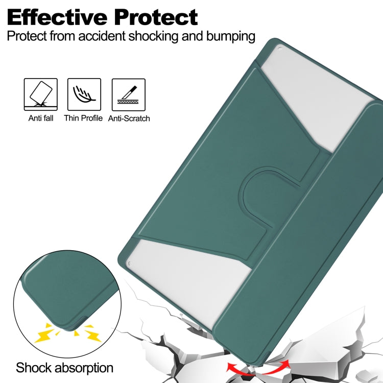 For Lenovo Tab M11/Xiaoxin Pad 11 2024 360 Rotation Transparent Smart Leather Case(Dark Green) - free shipping - PMC Jewellery - Order now!