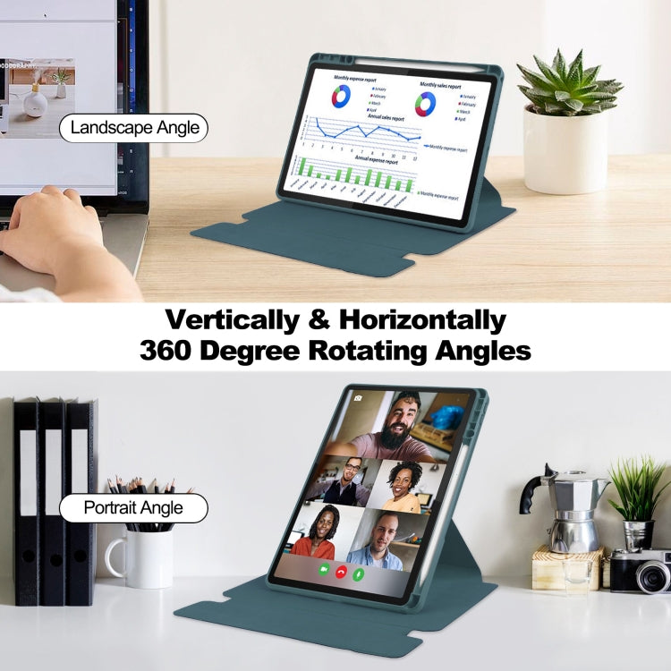 For Lenovo Tab M11/Xiaoxin Pad 11 2024 360 Rotation Transparent Smart Leather Case(Dark Green) - free shipping - PMC Jewellery - Order now!