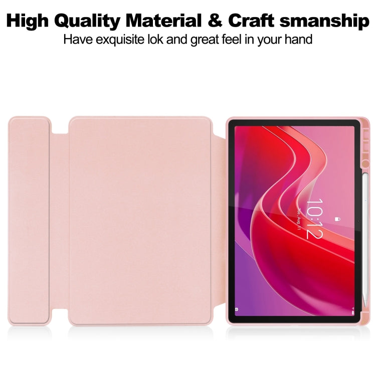 For Lenovo Tab M11/Xiaoxin Pad 11 2024 360 Rotation Transparent Smart Leather Case(Pink) - Lenovo by PMC Jewellery | Online Shopping South Africa | PMC Jewellery | Buy Now Pay Later Mobicred