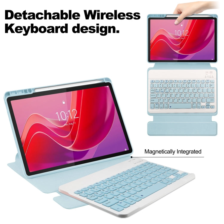 For Lenovo Tab M11/Xiaoxin Pad 11 2024 360 Rotation Transparent Smart Leather Case with Keyboard(Sky Blue) - free shipping - PMC Jewellery - Order now!