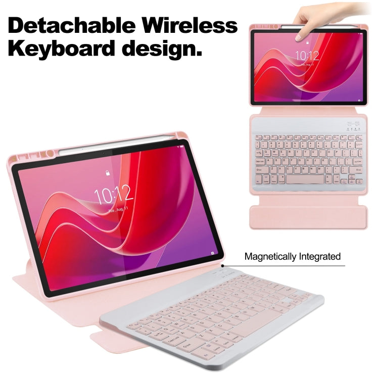 For Lenovo Tab M11/Xiaoxin Pad 11 2024 360 Rotation Transparent Smart Leather Case with Keyboard(Pink) - free shipping - PMC Jewellery - Order now!