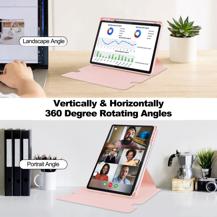 For Lenovo Tab M11/Xiaoxin Pad 11 2024 360 Rotation Transparent Smart Leather Case with Keyboard(Pink) - free shipping - PMC Jewellery - Order now!