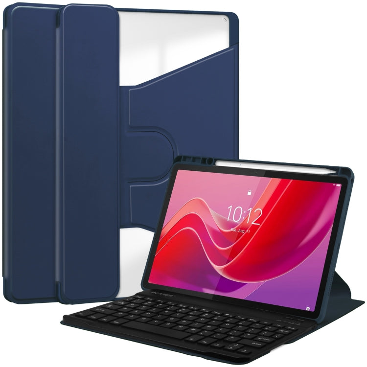 For Lenovo Tab M11/Xiaoxin Pad 11 2024 360 Rotation Transparent Smart Leather Case with Keyboard(Dark Blue) - free shipping - PMC Jewellery - Order now!