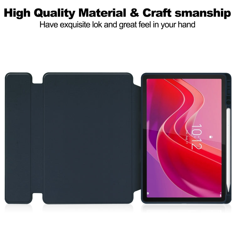 For Lenovo Tab M11/Xiaoxin Pad 11 2024 360 Rotation Transparent Smart Leather Case with Keyboard(Dark Blue) - free shipping - PMC Jewellery - Order now!
