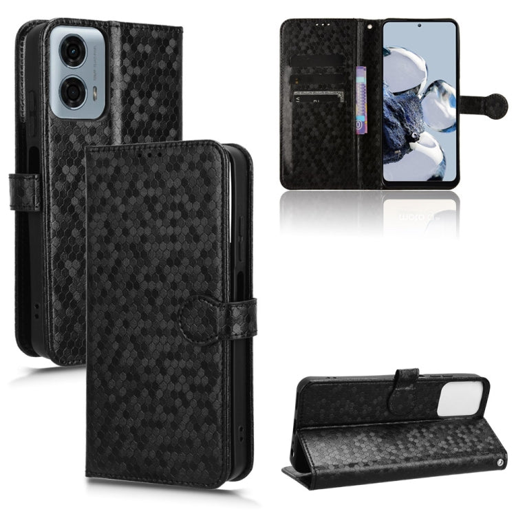 For Motorola Moto G Power 5G 2024 Honeycomb Dot Texture Leather Phone Case(Black) - free shipping - PMC Jewellery - Order now!