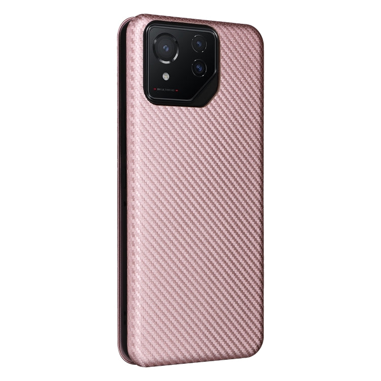 For ASUS ROG Phone 8 Carbon Fiber Texture Flip Leather Phone Case(Pink) - ASUS Cases by PMC TechLife | Online Shopping South Africa | PMC TechLife | Buy Now Pay Later Mobicred