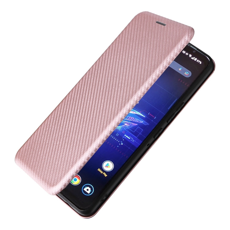 For ASUS ROG Phone 8 Carbon Fiber Texture Flip Leather Phone Case(Pink) - ASUS Cases by PMC TechLife | Online Shopping South Africa | PMC TechLife | Buy Now Pay Later Mobicred