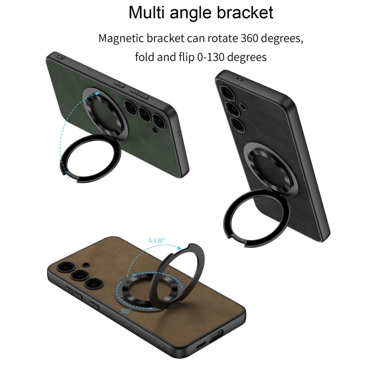 For Samsung Galaxy S24 5G GKK Skin Feel Frosted Leather MagSafe Magnetic Phone Case with Holder(Brown) - Galaxy S24 5G Cases by GKK | Online Shopping South Africa | PMC TechLife | Buy Now Pay Later Mobicred