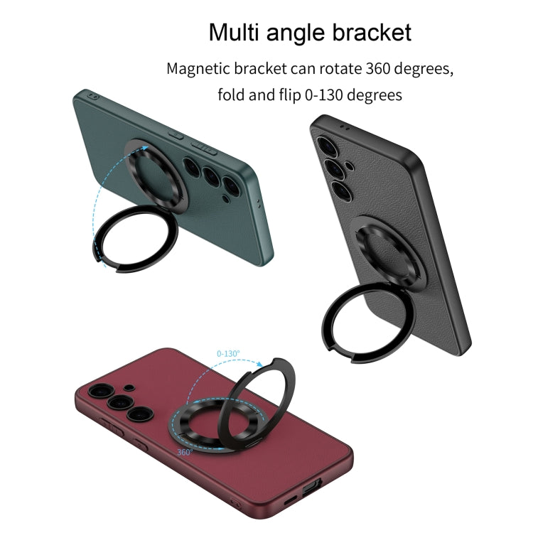For Samsung Galaxy S24 5G GKK Skin Feel Leather MagSafe Magnetic Phone Case with Holder(Black) - Galaxy S24 5G Cases by GKK | Online Shopping South Africa | PMC TechLife | Buy Now Pay Later Mobicred