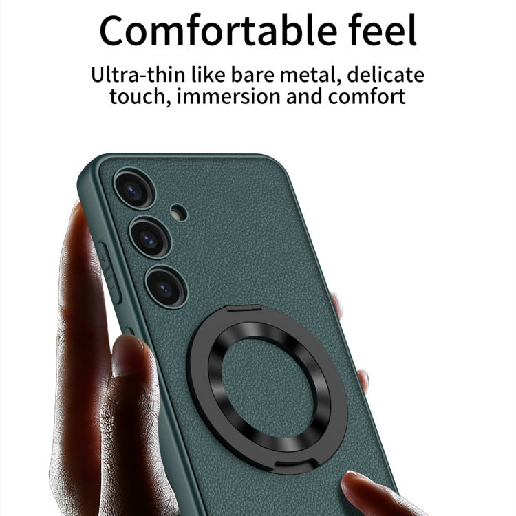 For Samsung Galaxy S24 5G GKK Skin Feel Leather MagSafe Magnetic Phone Case with Holder(Black) - Galaxy S24 5G Cases by GKK | Online Shopping South Africa | PMC TechLife | Buy Now Pay Later Mobicred