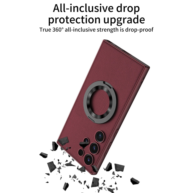 For Samsung Galaxy S24 Ultra 5G GKK Skin Feel Leather MagSafe Magnetic Phone Case with Holder(Green) - free shipping - PMC TechLife - Order now!